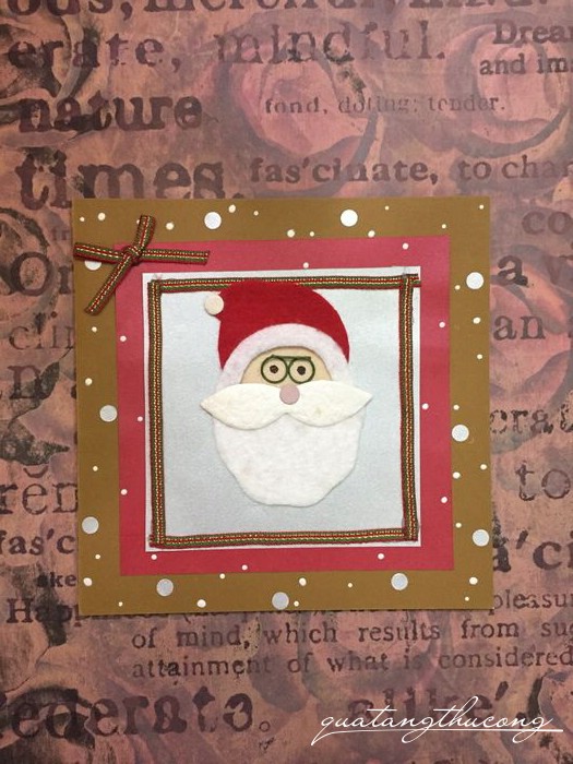 Thiệp giáng sinh ông già Noel vải nỉ mẫu 2
